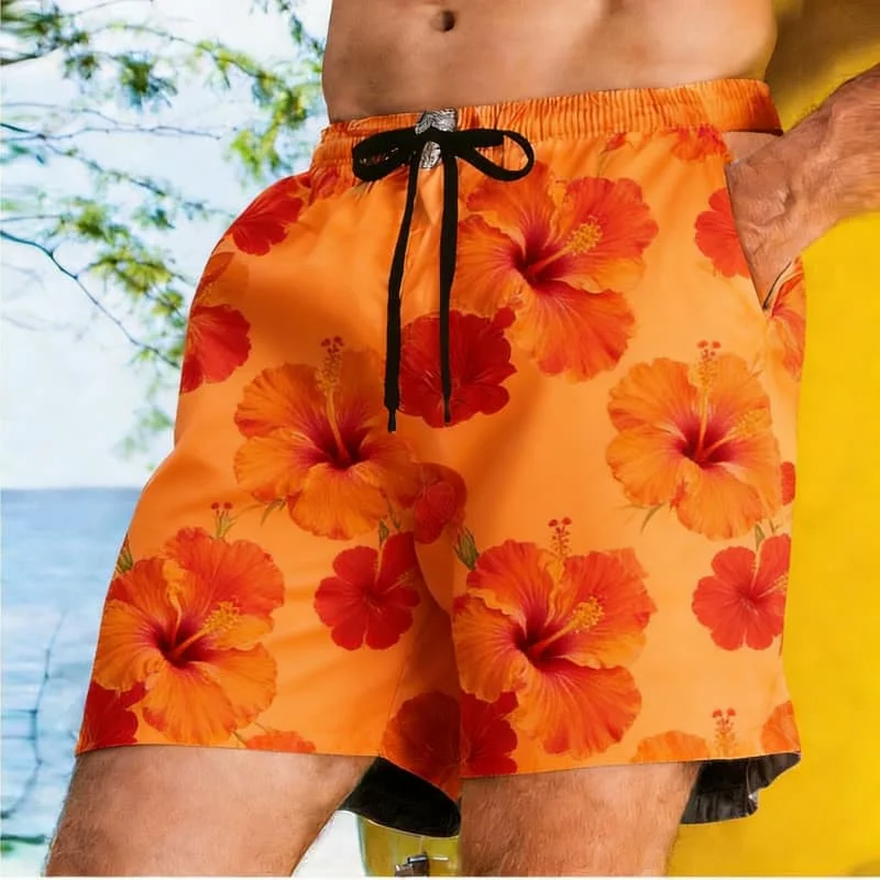 Men's Elegant Floral Print Shorts Fashion Summer Style for Seaside Vacation Pool Party Outdoor Activities Daily Casual Wear