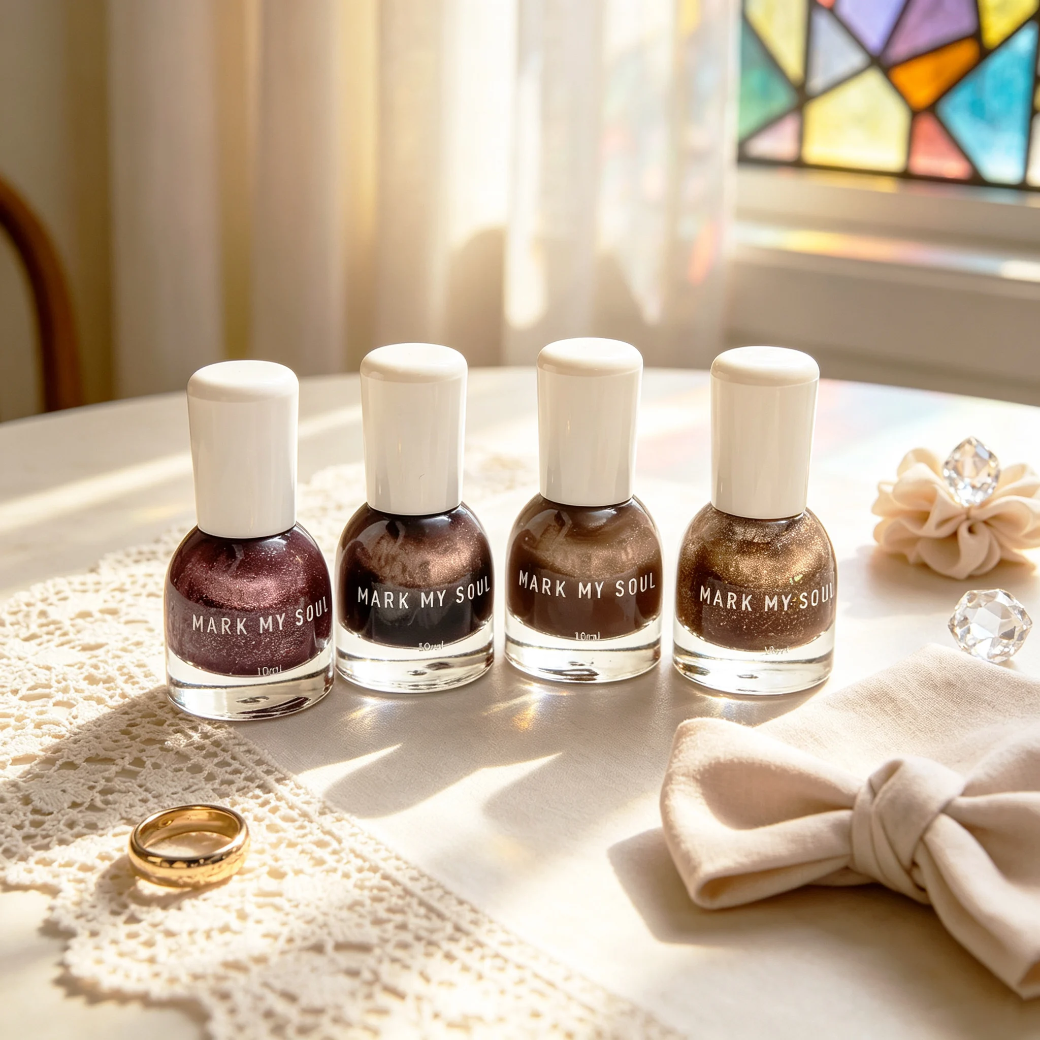 4pcs Universal Office Nude Star,MARK MY SOUL No UV Lamp Magnetic Nail Set S137/S134/S135/S136,Quick Dry Non Peel Off