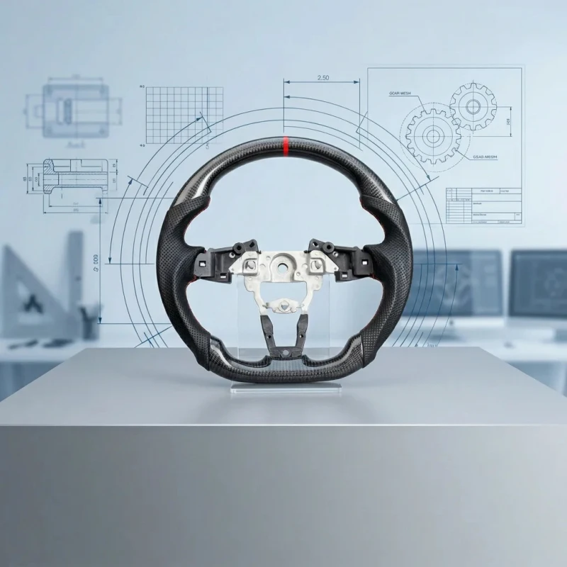 

2016-2023 Carbon Fiber Leather Sports Steering Wheel with 3 Spokes 35mm/40mm Grip Sizes Black M4