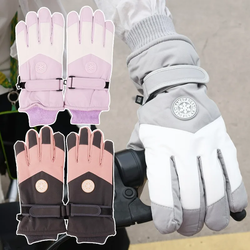 

Лыжные перчатки для сноуборда, нескользящие перчатки из искусственной кожи с сенсорным экраном, водонепроницаемые мотоциклетные велосипедные флисовые теплые зимние перчатки унисекс