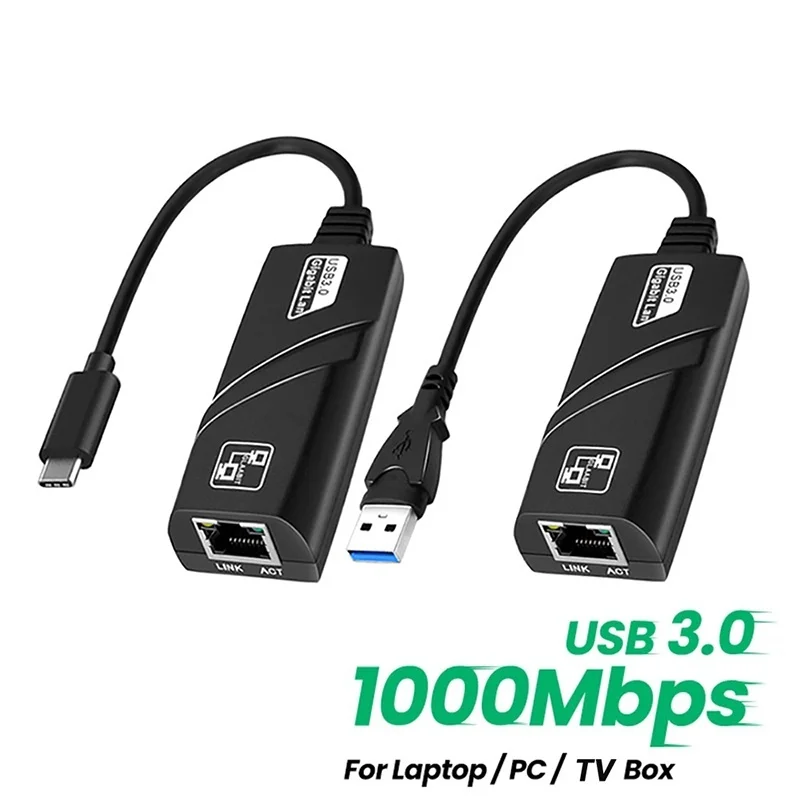 

10/100/1000Mbps USB 3.0 Wired Network Card USB 3.0 to RJ45 Type C to RJ45 LAN Ethernet Adapter For Macbook PC Laptop Accessories