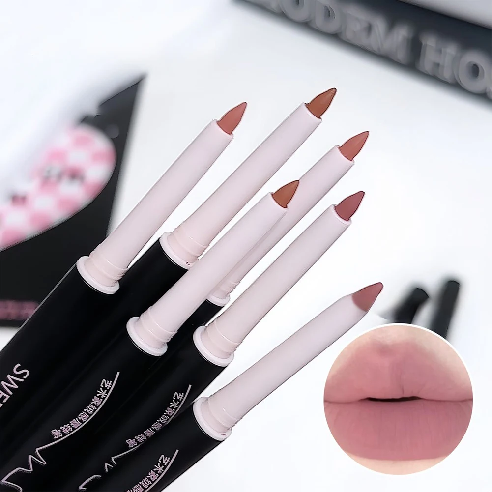 Double‑Ended Lip Liner Pencil, 2‑in‑1 Lip Contour Definer, Waterproof Long‑Lasting Nude Lip Outline Makeup Pen