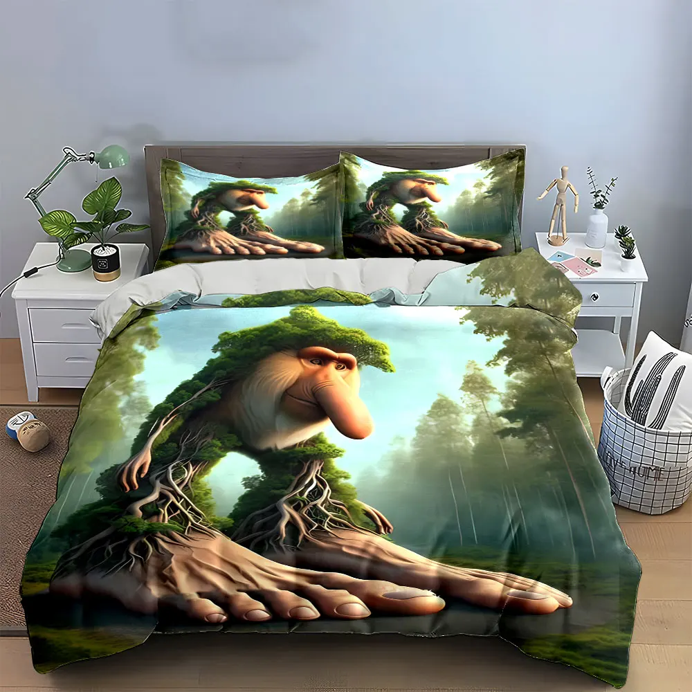 3Pcs Forest Troll Bedding Set, Fantasy Tree Giant with Moss Print Duvet Cover + 2 Pillowcases, wonderful gift for kids adults
