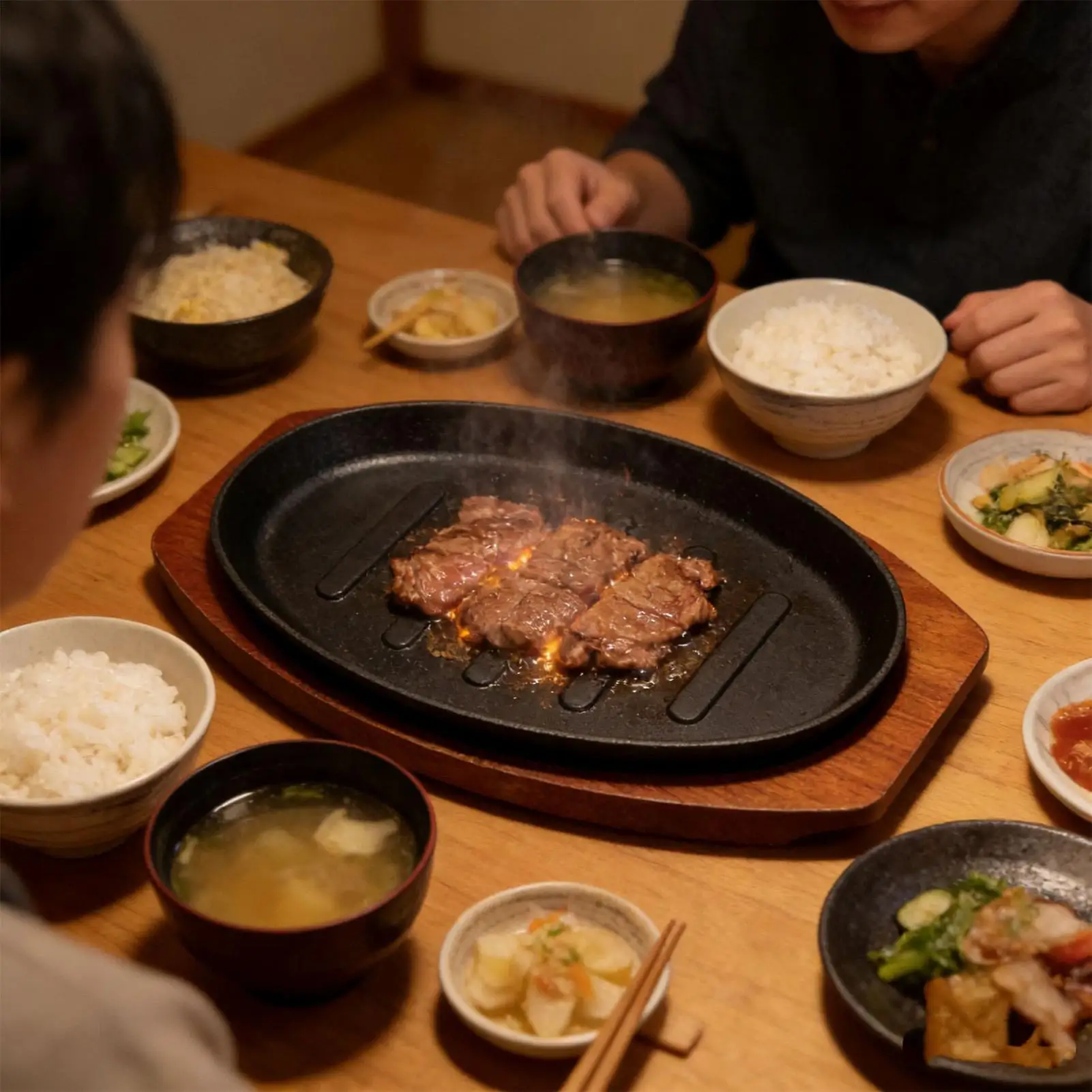 Cast Iron Oval  Shape Restaurant Barbecue Plate Steak Sizzling Hot Pan Plate with Wooden Base Teppanyaki Grilled Fish Tray view 6
