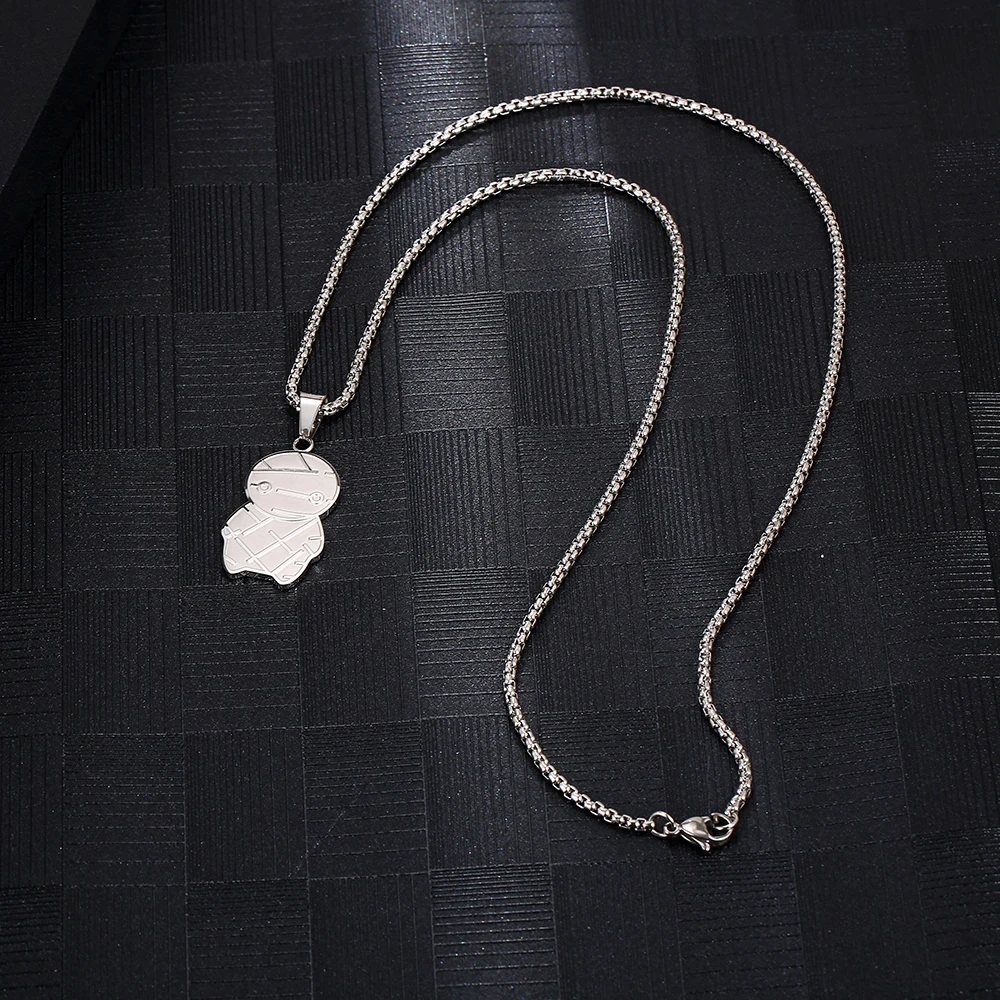 Stainless Steel Silver Color Egypt Pyramid Mummy Africa Beads Chain Fashion Minimalist Pendant Necklace Jewelry Gift For Men