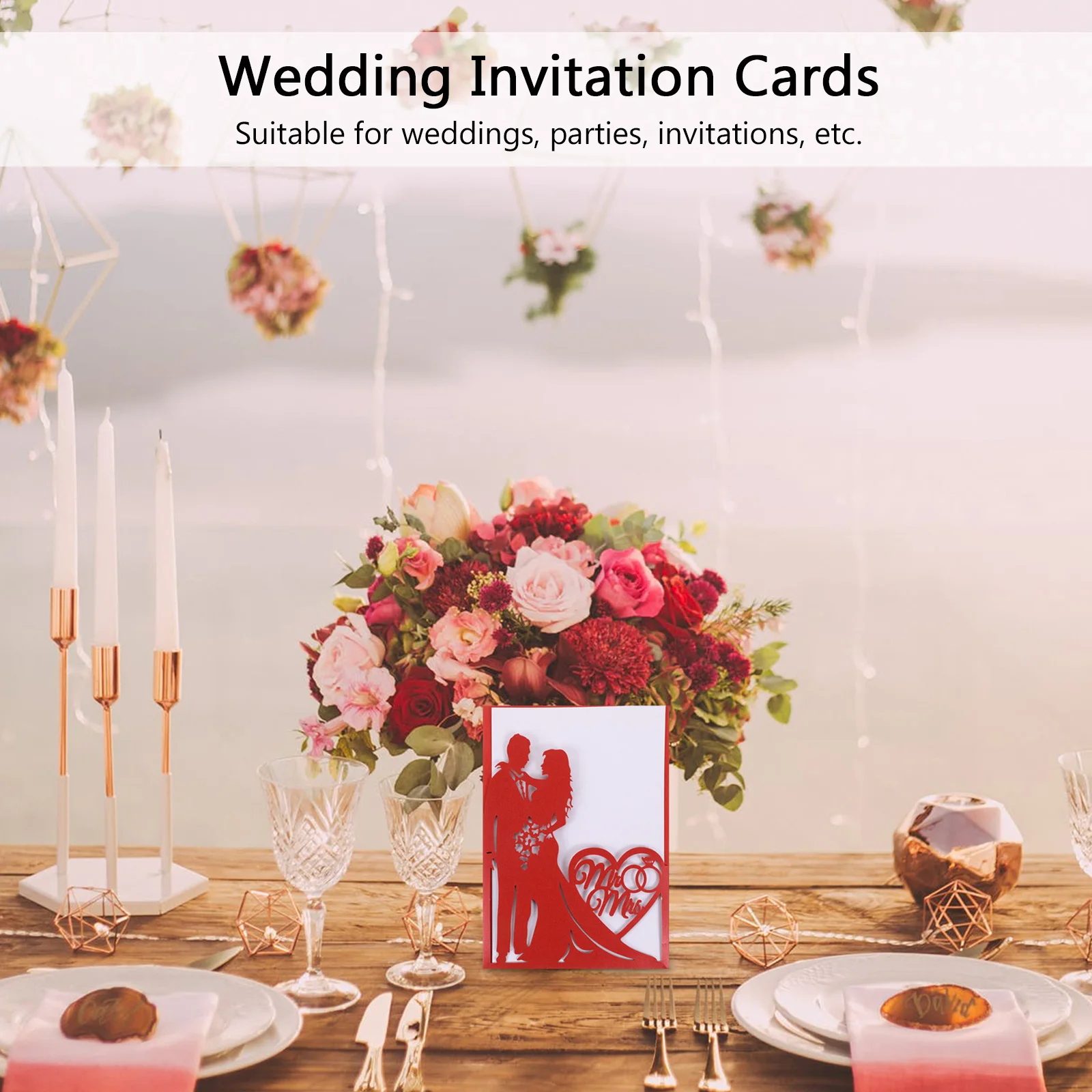 

10Pcs Hollow Wedding Invitation Cards Creative Paper Invitations Romantic Design for Wedding Party Congratulations