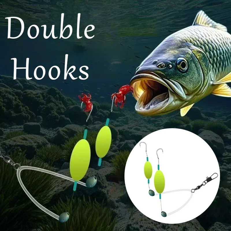 Anti Snag Double Hook Rig Lead Resistant Fishing Tackle Pre Tied Line Set River Lake Sea Angling Gear Ready Use Kit Combos Setup