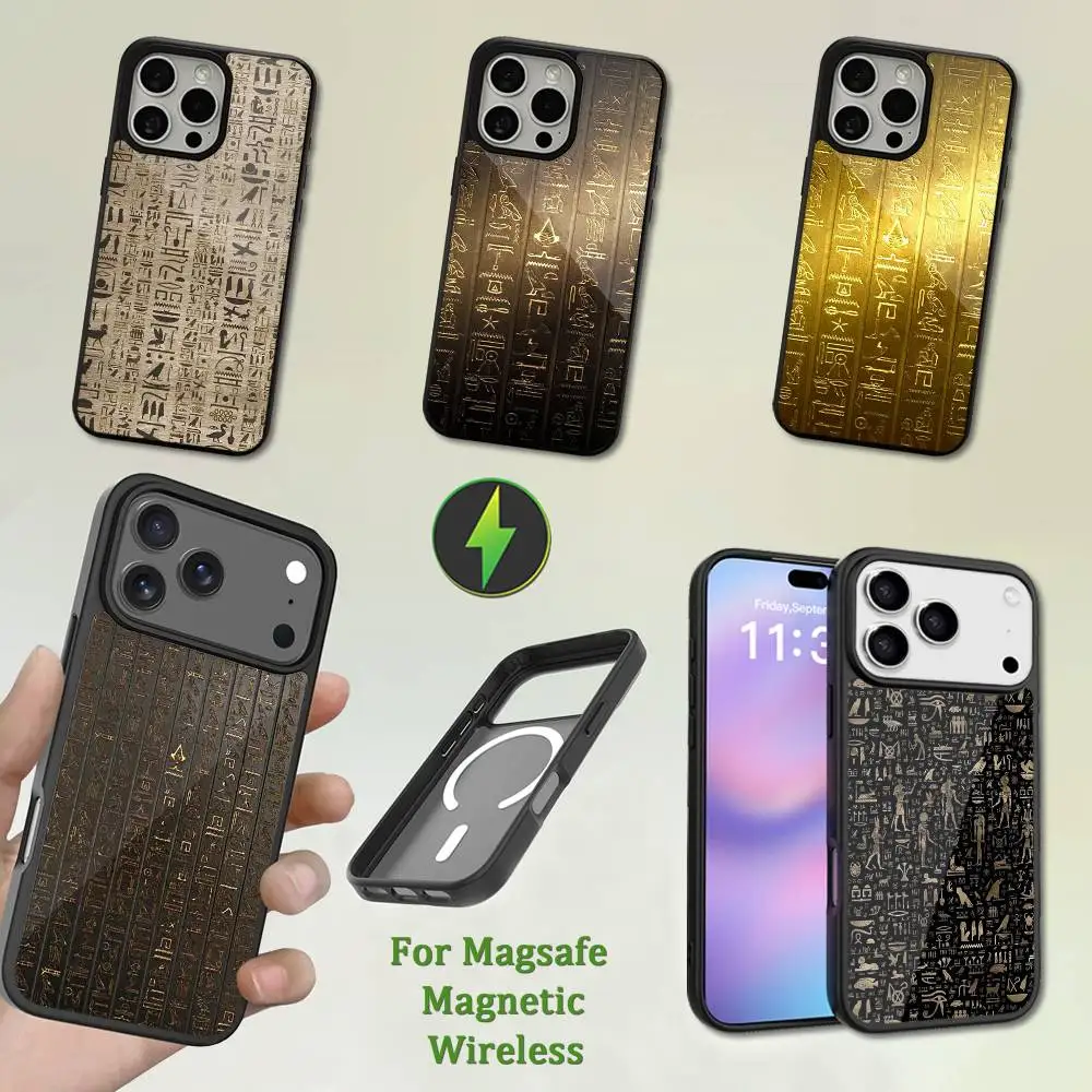 

Ancient Hieroglyphics Egypt Phone Case For iPhone 13,12,11,16,15,17,14,Pro,Max,Plus,Mini,Magsafe,Magnetic Wireless Charging