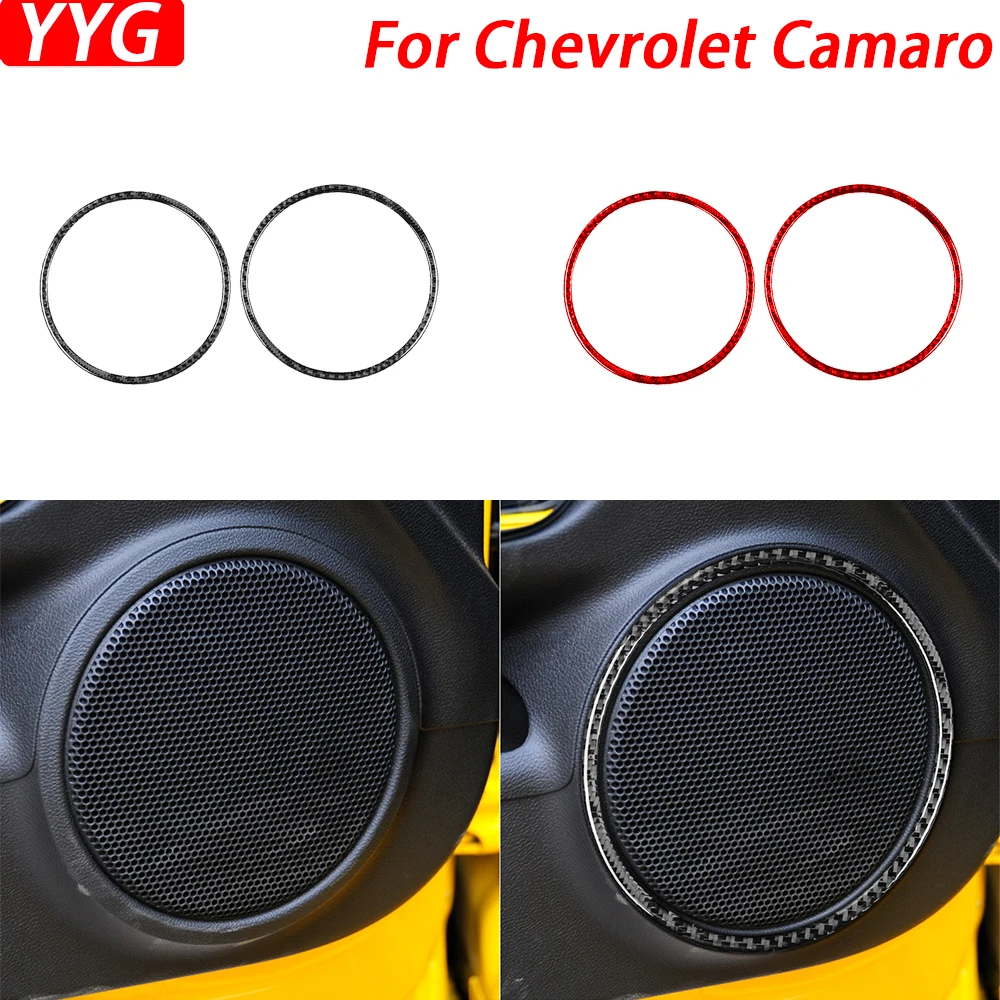 

For Chevrolet Camaro 2010-2015 Real Carbon Fiber Front Door Speaker Ring Trim Cover Car Interior Decoration Accessories Sticker