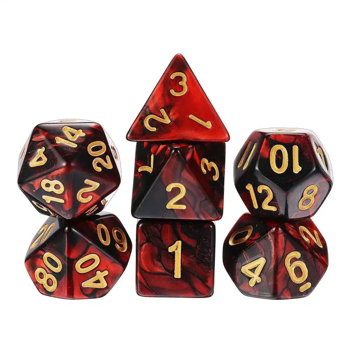 7pcs/lot Double Colors Table Game Dice Numbers of D4 D6 D8 D10 D% D12 D20 Red Black Polyhedral Dice for Family Party Board Games