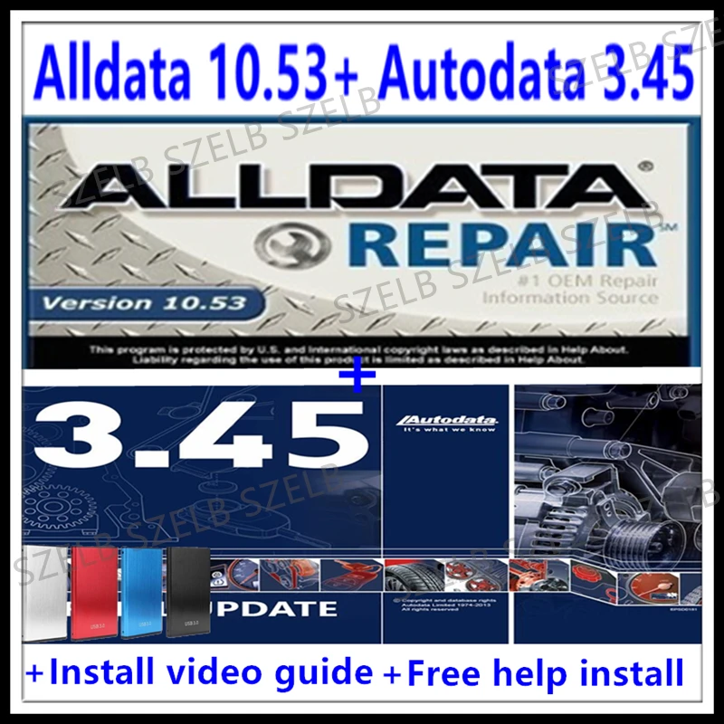 Newest offline alldata software auto repair software autodata 3.45 software All data 10.53 car software with Wiring diagram