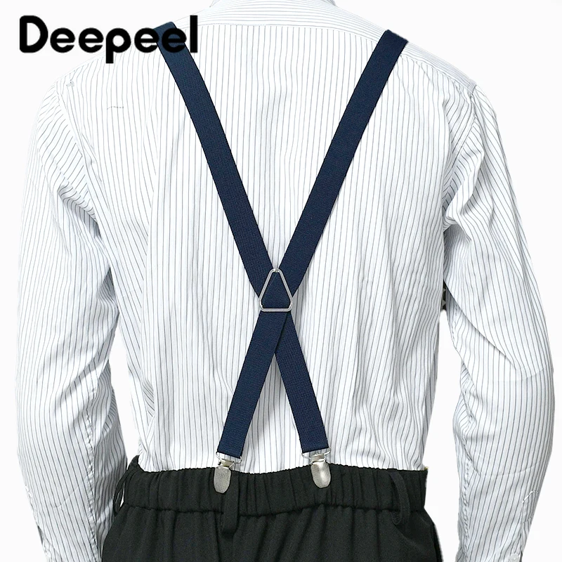 Deepeel 2.5*100 سنتيمتر الرجال الحمالات 4 مقاطع مطاطا ضبط حزام تسخير الكبار رجل الأقواس ل شماعات السراويل حزام رياضي اكسسوارات