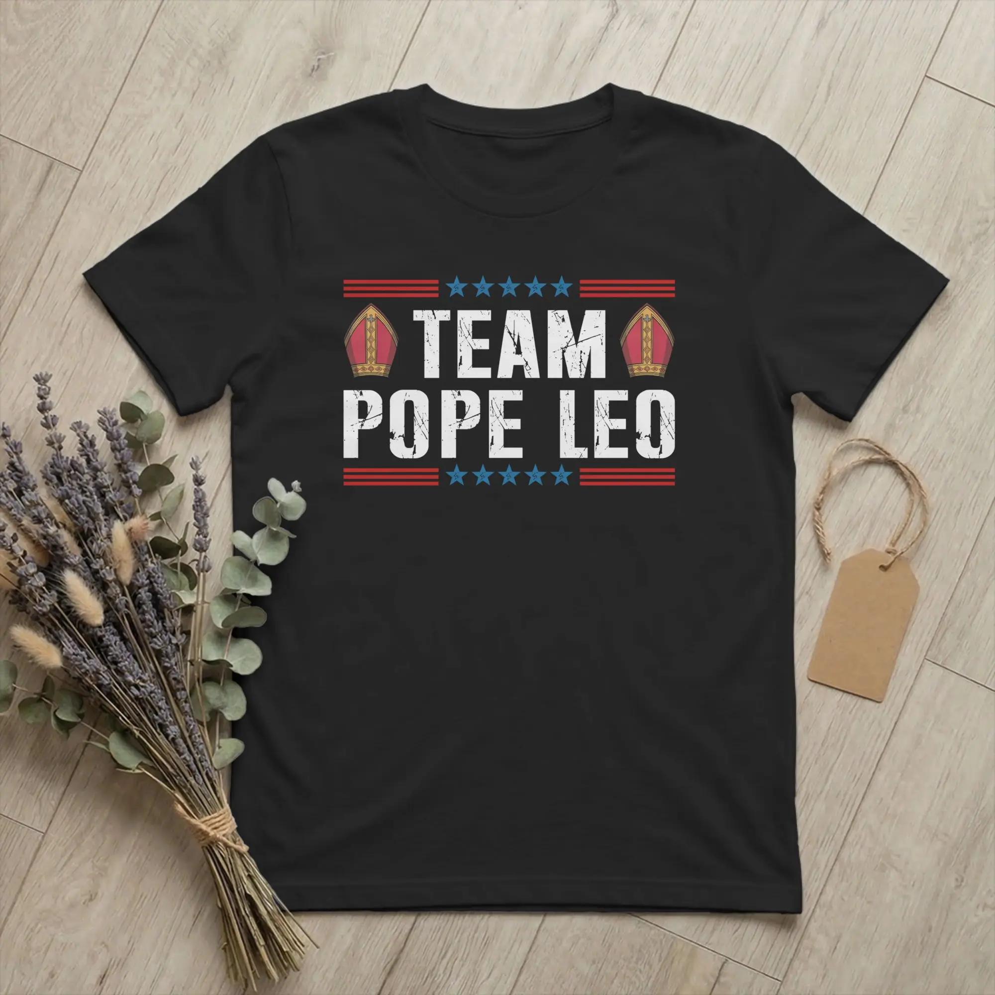 Team Pope Leo XIV T-Shirt for Men Cardinal Robert Prevost Novelty 100% Cotton Tee Shirt Short Sleeve T Shirts Plus Size Clothes