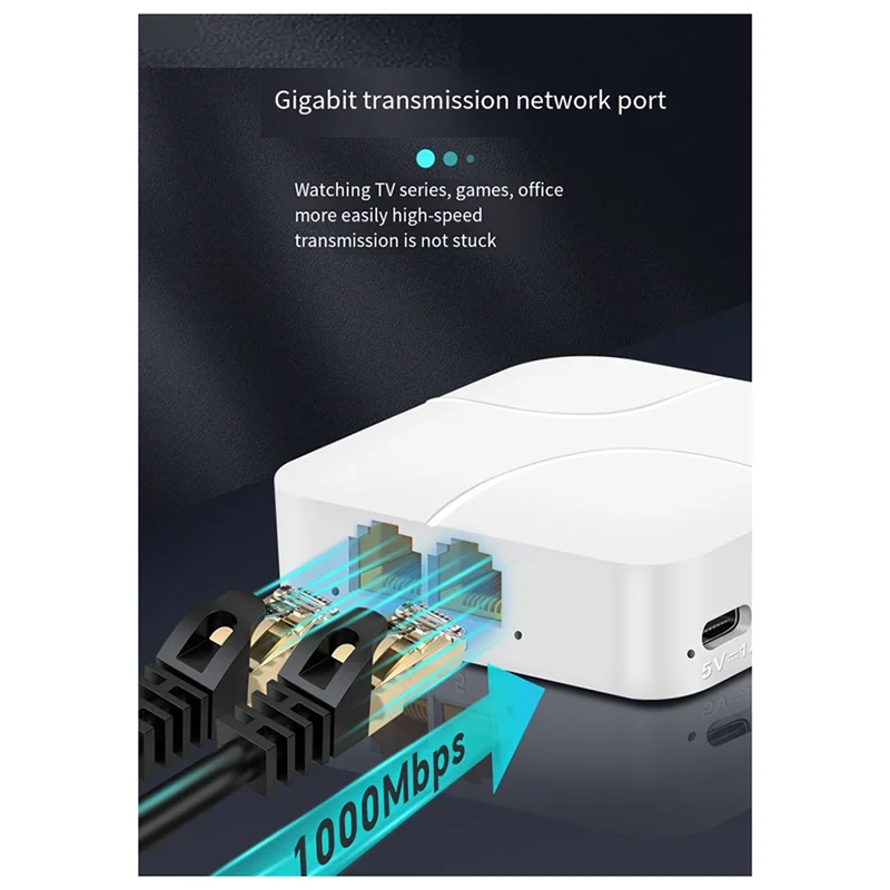 AED7-New Gigabit One-To-Four Splitter 1000Mbps Network Distributor Switch Extender Built-In Switching Chip