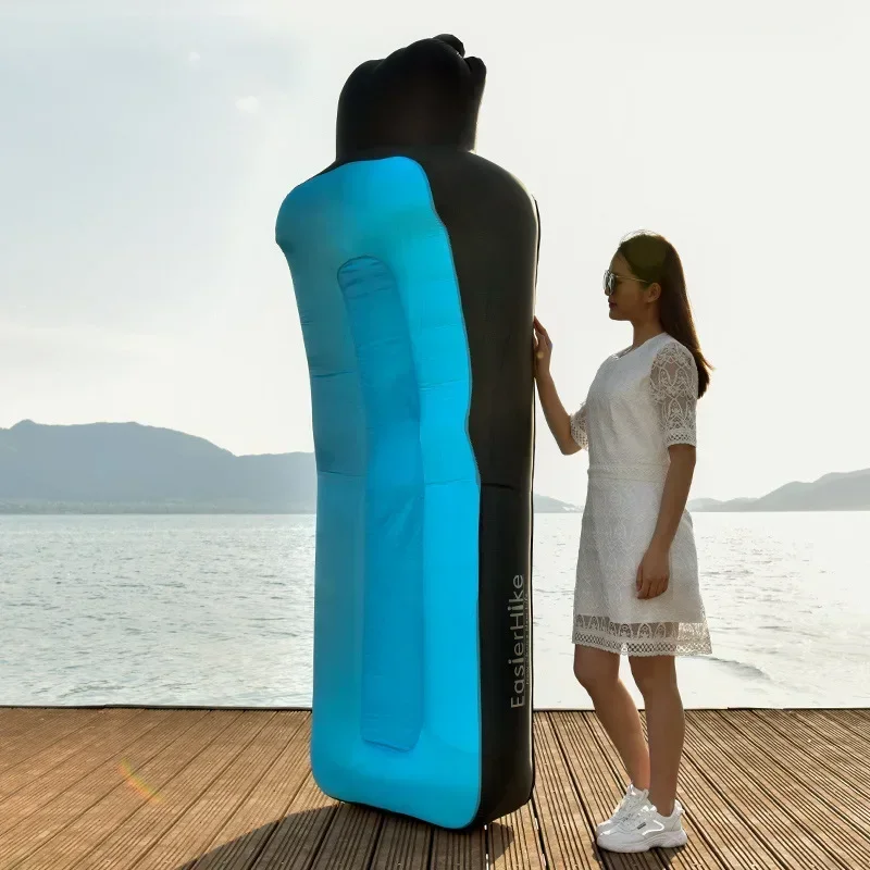 أريكة استرخاء التخييم حصيرة طبقة مزدوجة رشاقته المحمولة كسول نفخ وسادة هوائية أريكة قابلة للنفخ سرير الشاطئ سرير هوائي حصيرة لديها وسادة