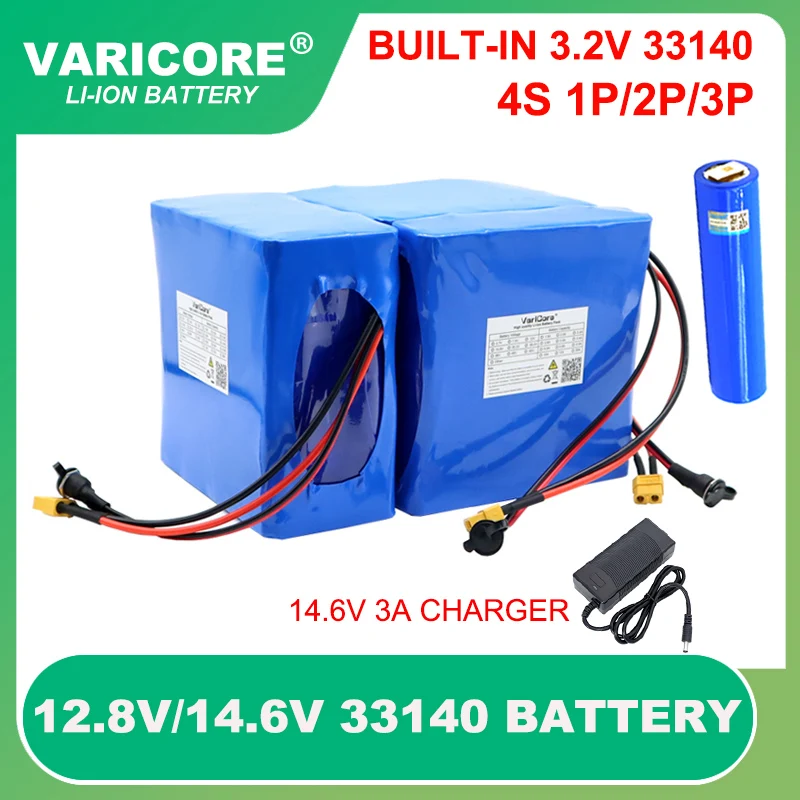 

12.8V 48ah 3.2V 33140 lifepo4 Cell diy 4S 14.6v 16AH 32AH ebike e-scooter power tools Battery pack with BMS 25A 80A discharge