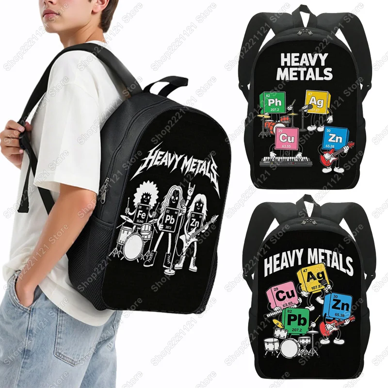Heavy Metals Chemistry Periodic Table Rock Backpack Roll Music Women Men Rucksack Student School Bags for Teenager Bookbag