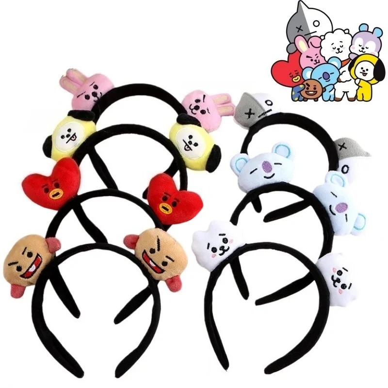 

Плюшевая повязка на голову BT21 с мультяшными персонажами, милый аксессуар для волос для девочек, украшение в стиле аниме, подарок на день рождения
