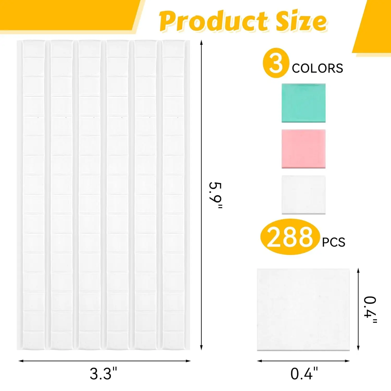 288 pieces Sticky, wall safety adhesive Poster putty Removable and reusable mounting putty for hanging pictures and decorating