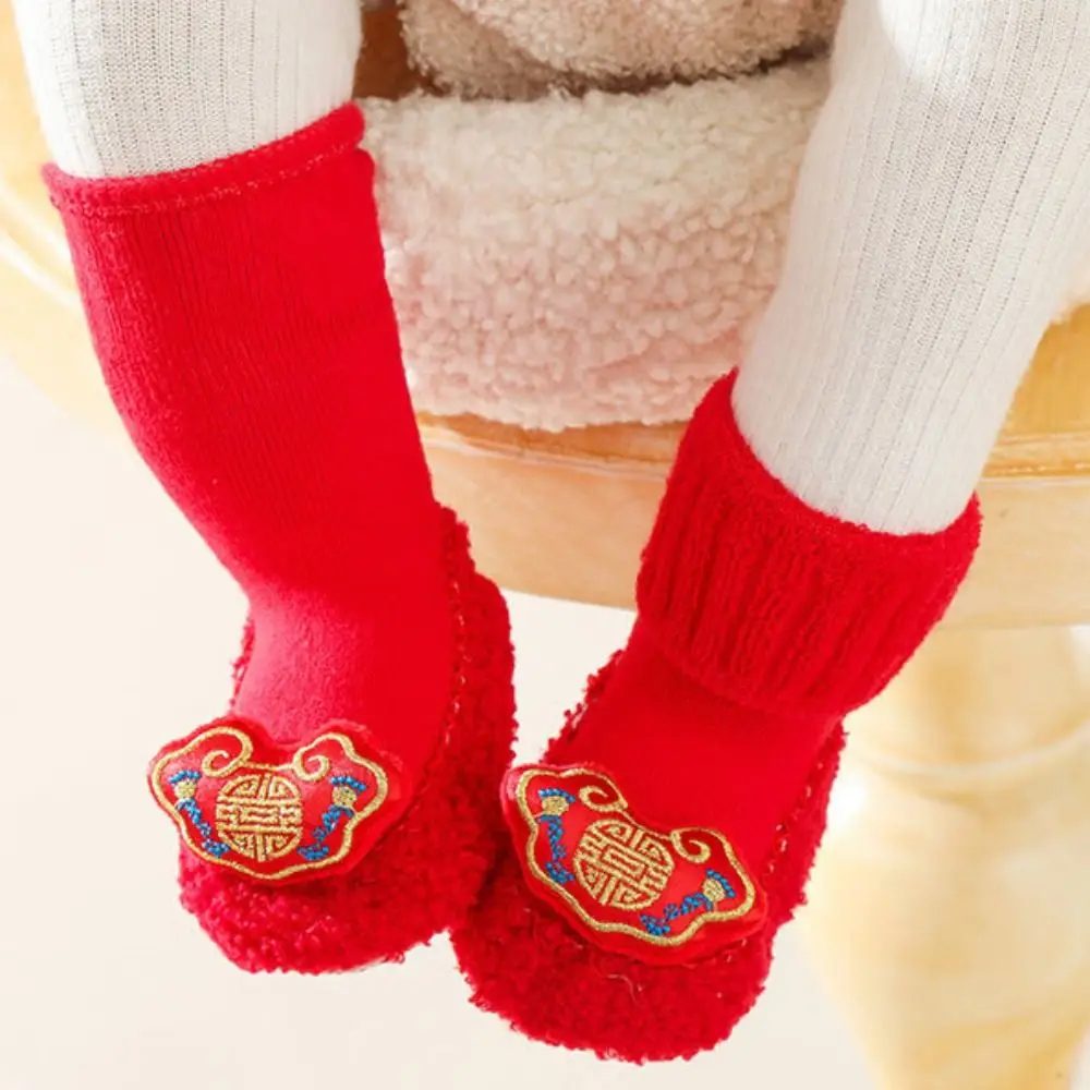 

Cute Cotton Chinese Style Baby Socks Good Luck Lion Pattern Red Infant Socks Baby Hosiery Autumn New Year Baby Socks Newborn