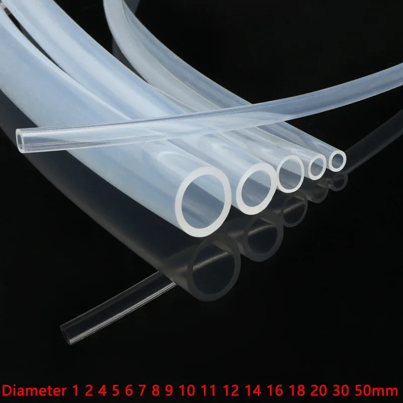 Tubo de silicona de grado alimenticio, manguera de agua de goma Flexible transparente, diámetro de 1, 2, 4, 5, 6, 7, 8, 9, 10, 11, 12, 14, 16, 18,