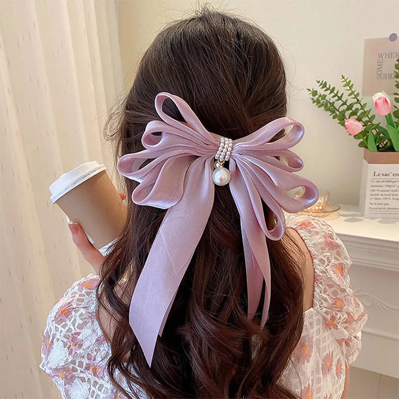 

CHIMERA Large Bow Hair Barrettes Elegant Organza Ribbon Hair Clamp for Women Headdress Hair Accessories Hair Clips