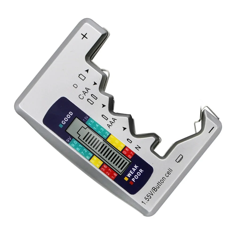 

Abs Digital Tester Portable Lcd Screen Power Level Indicator For Aa Aaa Button Cell Batteries Silver Lightweight
