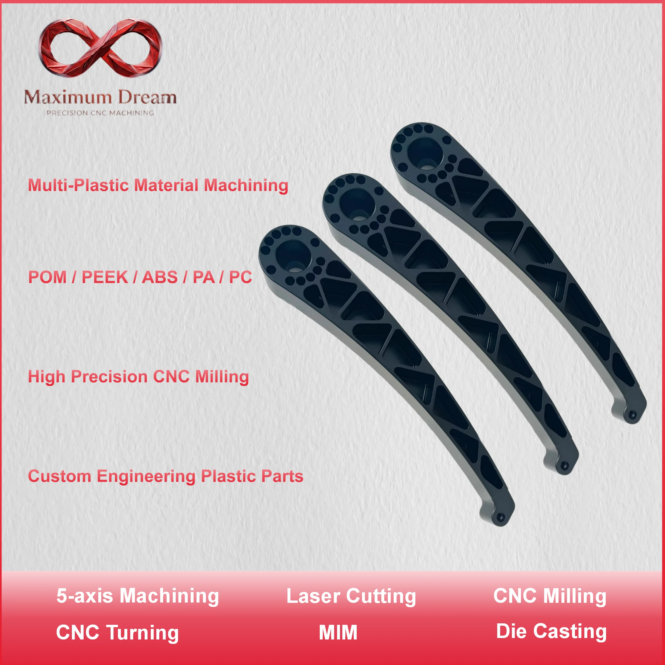 Precision CNC Plastic Components Machining, Custom Robotics Hardware & Mechanical Keyboard Shell per STEP File, MOQ 1pc