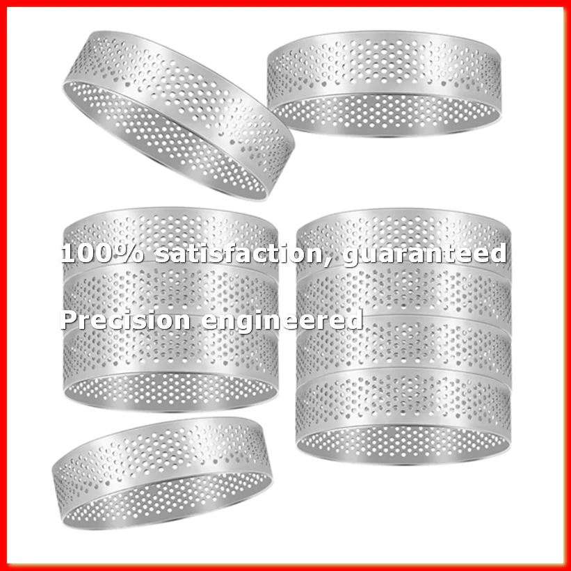 10Pcs Round Dessert Stainless Steel Perforated Fruit Pie Quiche Cake Mousse Mold Kitchen Baking Mold 6cm-A09G