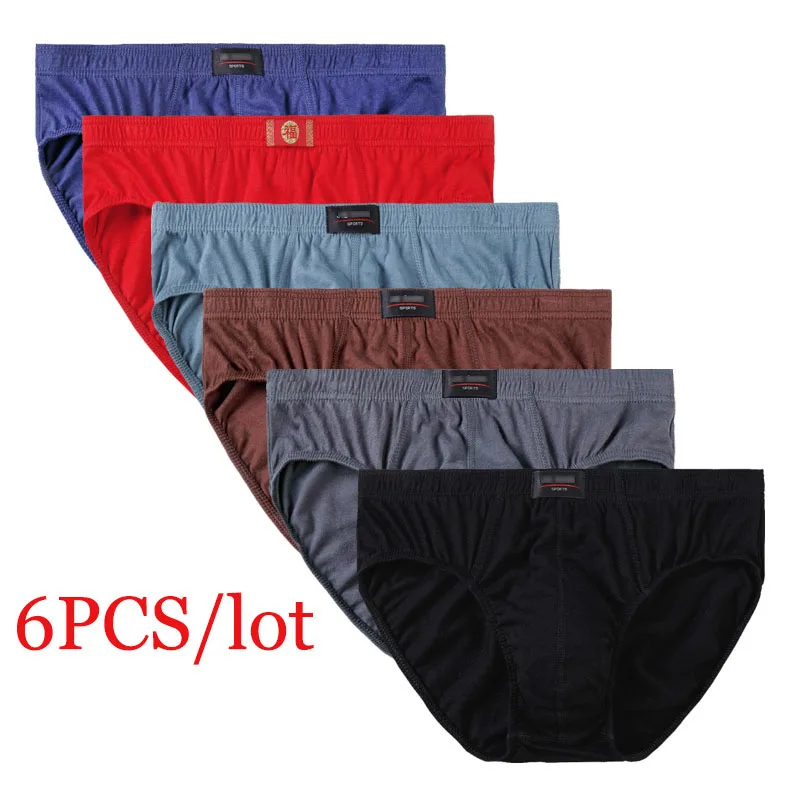 6pcs/Lot 5XL 100%Cotton Men Briefs Underwear Male Briefs Underpants for Men Panties Man Shorts Breathe Comfortable Sexy