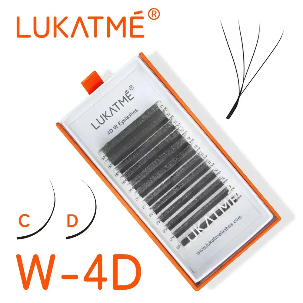 

LUKATME 4D W Lashes C/D Curl 8-15mm Premade Volume 4D Eyelash Extension Full Dense W Shape 4D Fasle Eyelash for Professional Use