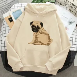 Pug Print Hoodies Cartoon Dog Pullover Casual and Fashion Loose Oversized Sweatshirt Autumn Winter Kawaii Cute Women Clothing