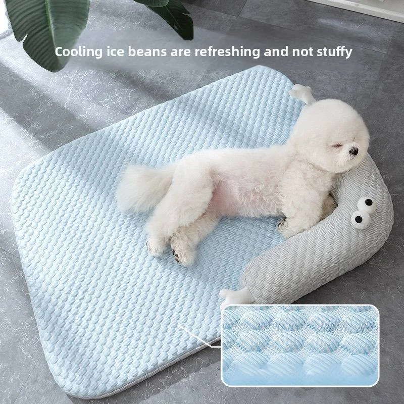 New Summer Pet Cooling Mat for Dogs And Cats Big-Eyed Monster Design Breathable Absorbent Washable Cool Nest Pad
