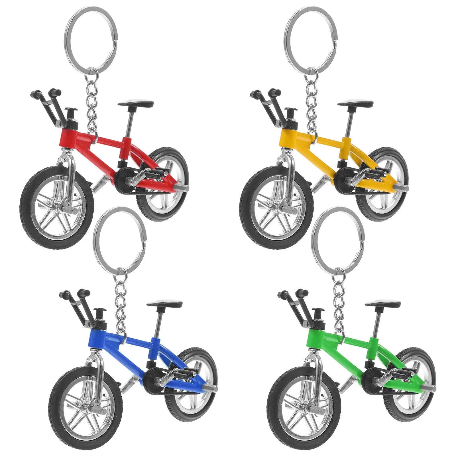 

4Pcs Keychain Bicycle Miniature Alloy Finger Mountain Bike Pendants Creative Simulation Hanging Decor for Collectors