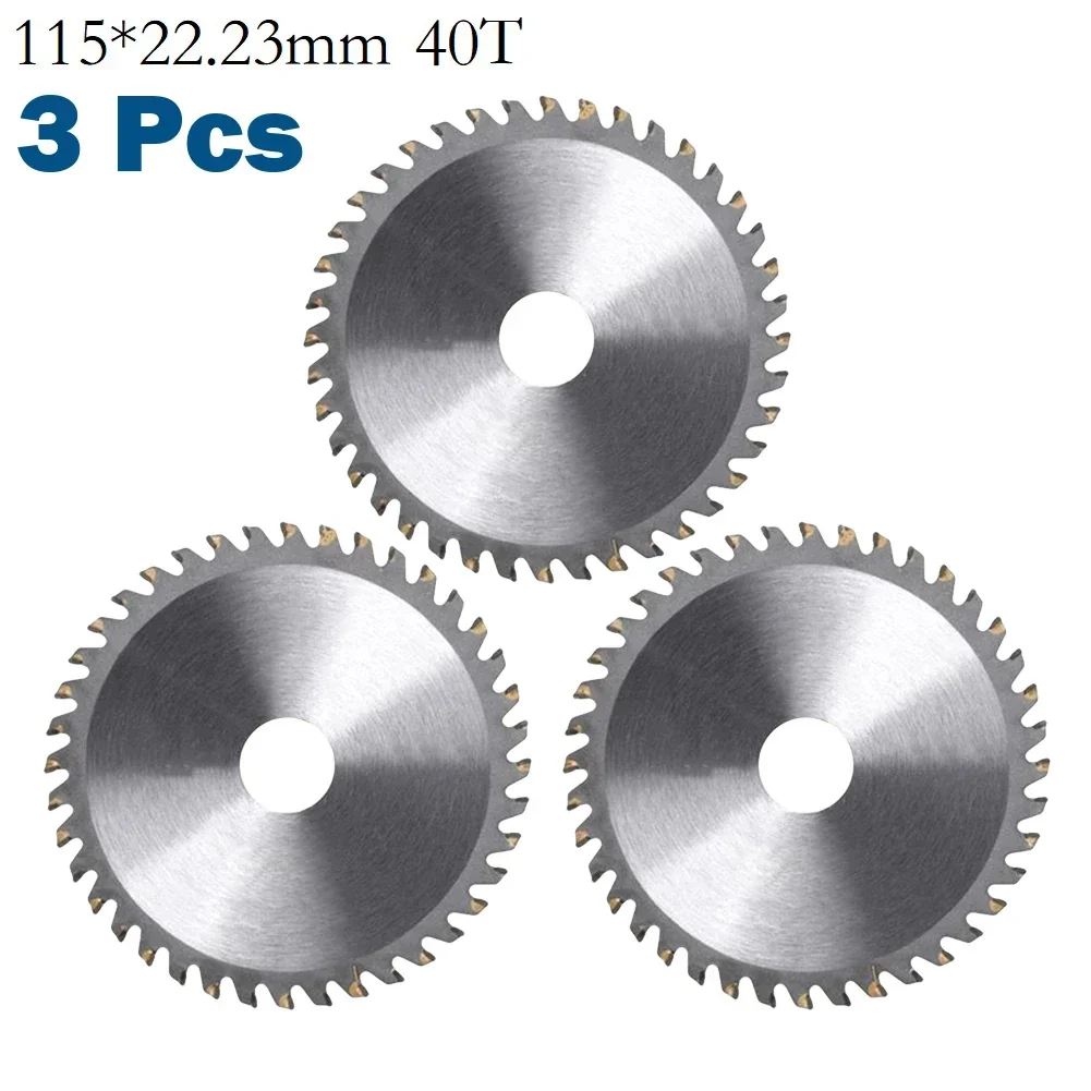 YTOM-Carbide Tipped Circular Saw Blade, Disco De Corte De Madeira Para Carpintaria, 40 Dentes De Aço, 115mm, 4.5in, 3PCs