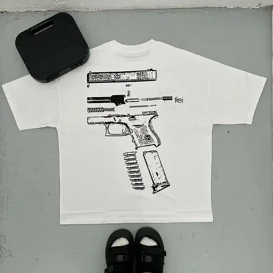 

Y2k tops print oversized t shirt harajuku Letter gun graphic t shirts gothic pro choice 2024 new streetwear goth men clothing