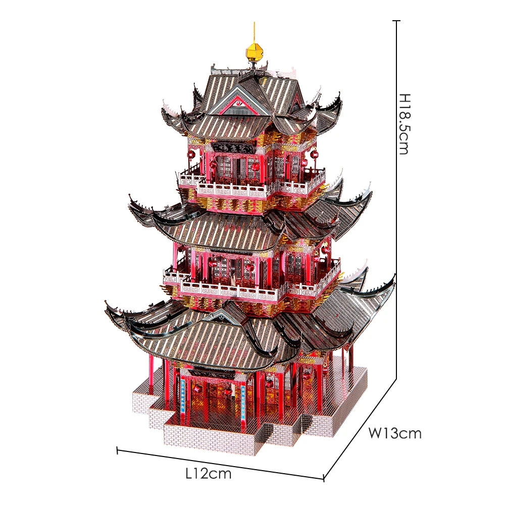 Piececool Model Building Kits JUYUAN Tower 3D Metal Puzzle Assembly Model Kits Jigsaw for Adult Brain Teaser Toys