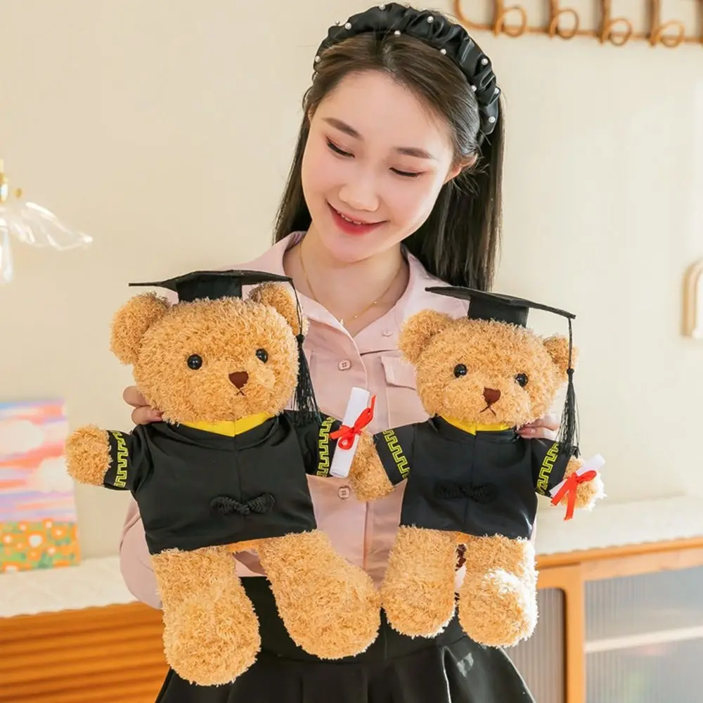 30cm Creative Soft Doctor Bear Plush Toy Cute DIY Stuffed Animal Doll Cartoon Graduation Gift Graduation