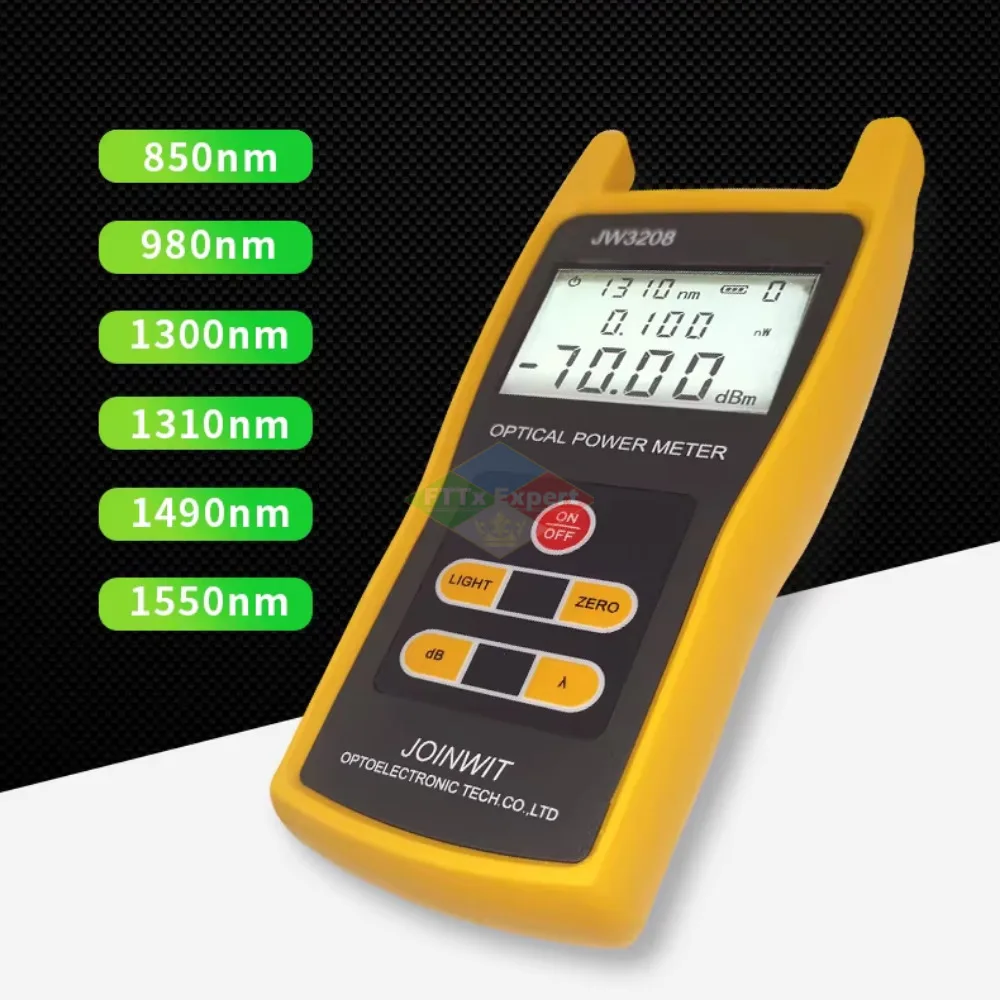 JW3208 Handheld Optical Power Meter Portable Fiber Optic Power Frequency Tester -70~+6dBm Or -50~+26dBm for Network Maintenance