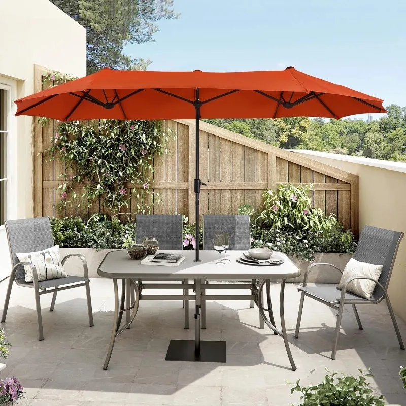 

13ft Rectangle Patio Umbrellas, Large Outdoor Umbrella with Crank, Powerful UV Protective, Table Umbrella Outdoor Patio