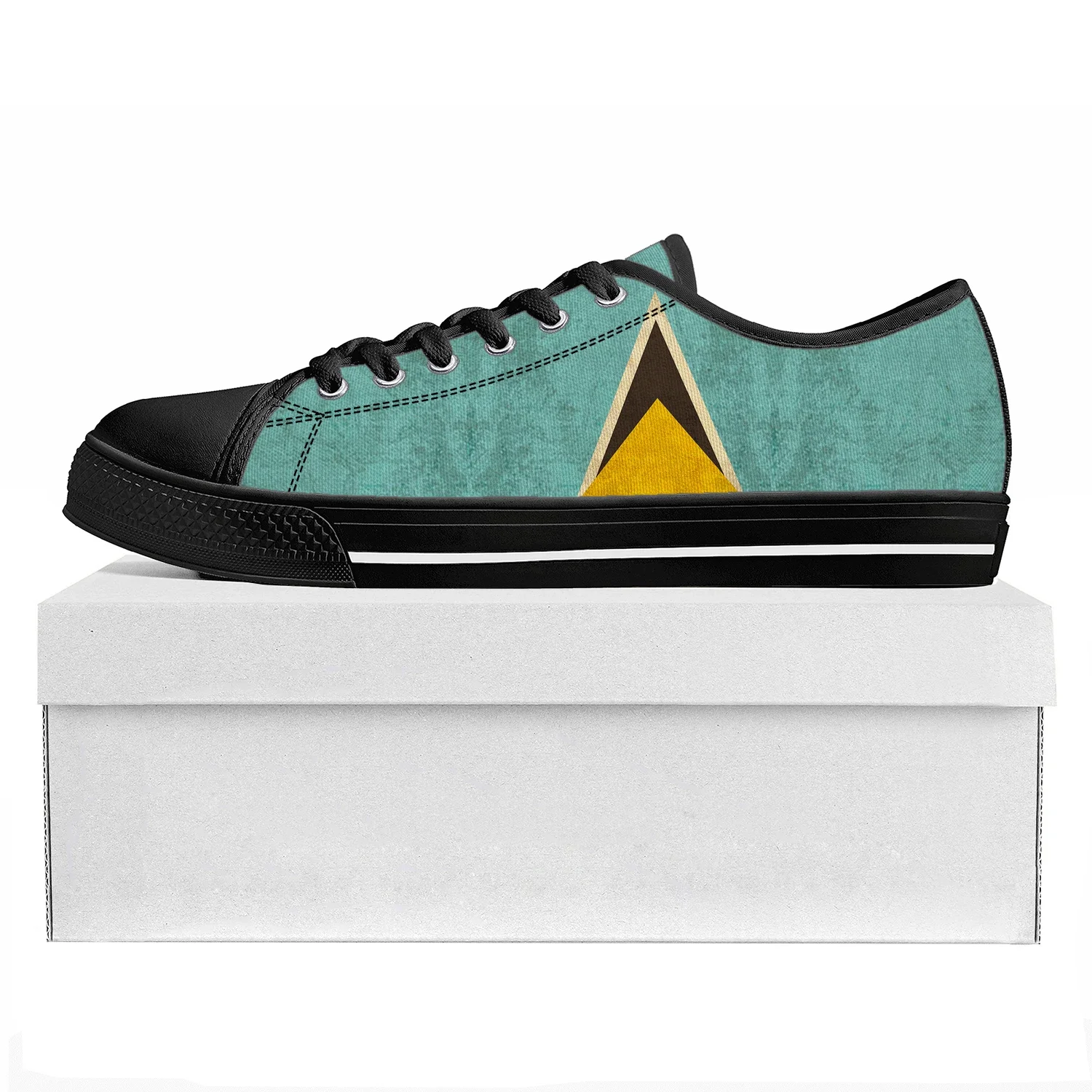 Saint Lucia Flag Low Top High Quality Sneakers Mens Womens Teenager Canvas Sneaker Prode Casual Couple Shoes Custom Shoe