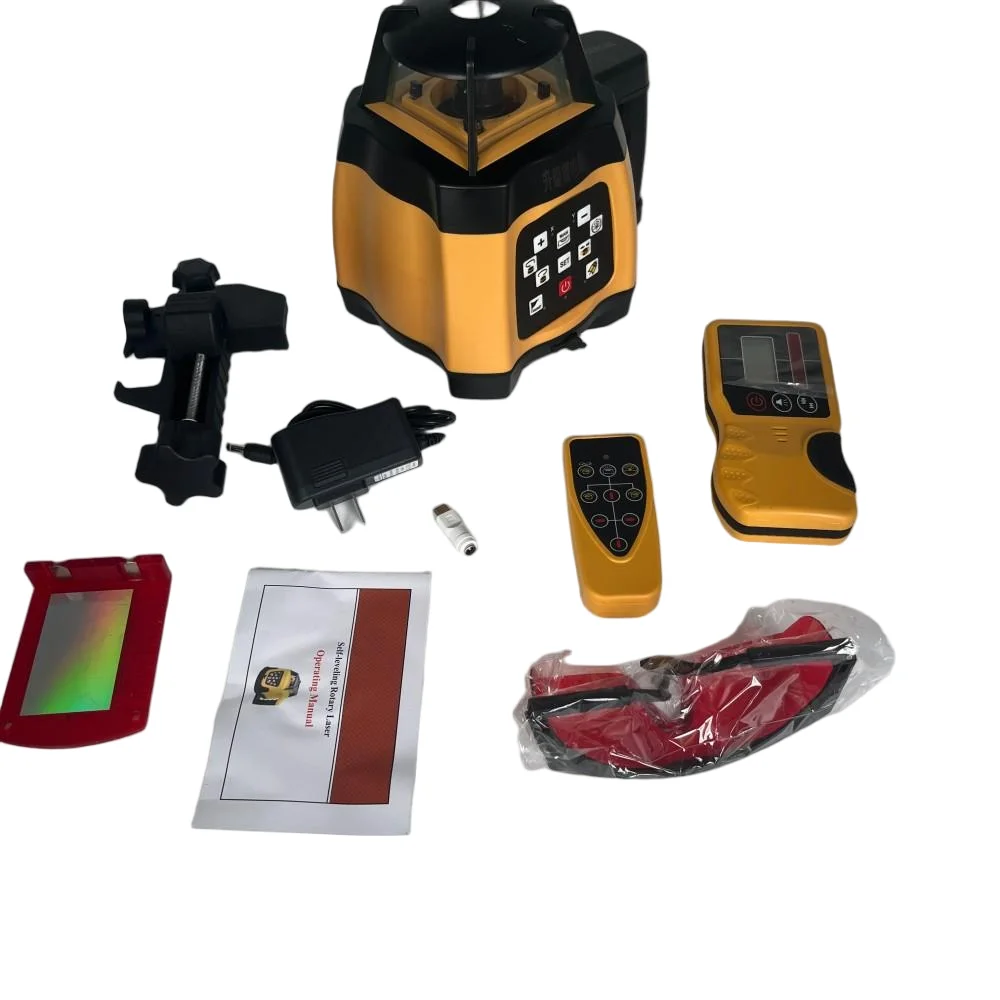 Heipoe Red beam rotary laser level self-leveling rotating laser tool with receiver&remote control & Lithium battery