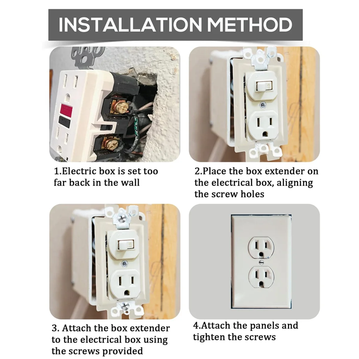 Extensor elétrico da caixa da tomada, extensor da caixa 1-Gang, único grupo, 10 parafusos, BE1-2, 5 PCes