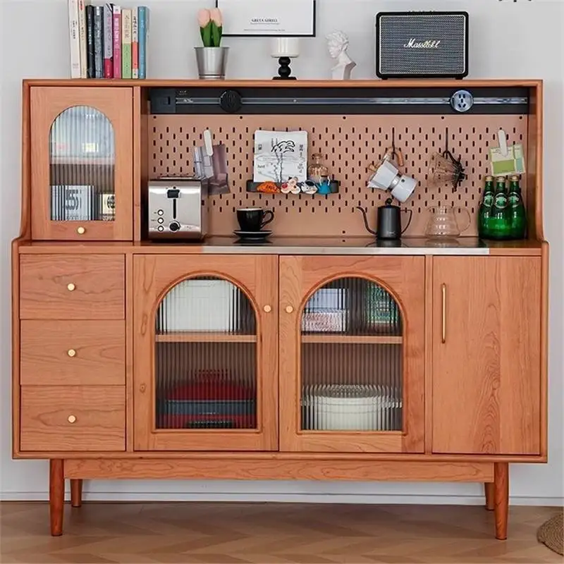 

Cherry wood dining side cabinet dining room living room wall small apartment storage wine cabinet tea cabinet kitchen storage