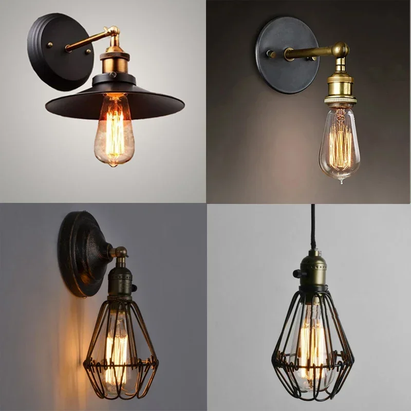 Moderno breve edison lâmpada norte europeu vintage ferro lâmpada quarto barra iluminação preto luzes de teto