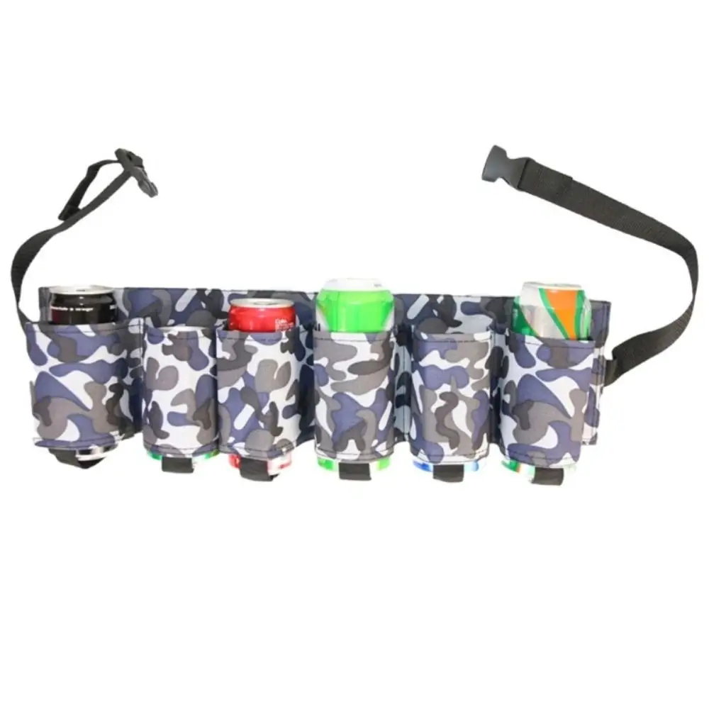 

6 Pockets Beer Storage Waist Bag Camouflage 6 Cans Beverage Storage Fannypack Stable Adjustable Beer Belt Holder Waist Pack