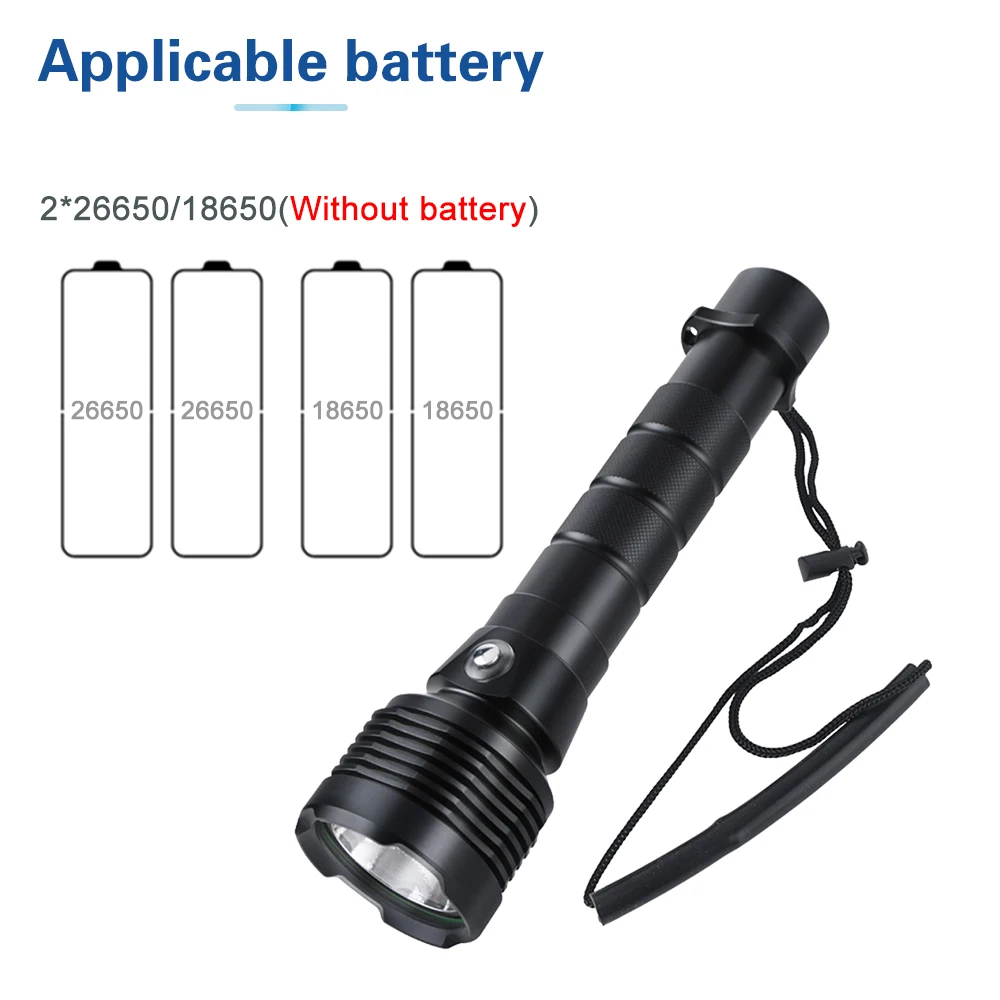 Asafee 60M Underwater XHP70 Powerful LED Diving Flashlight Super Brightest 30W Torch IPX8 Waterproof Dive Lamp Lantern