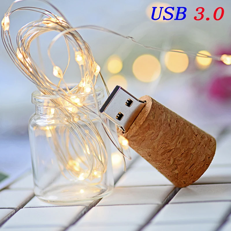 زجاجة زجاجية عالية السرعة صندوق خشبي 64 جيجابايت محرك فلاش USB شعار مجاني 32 جيجابايت محركات القلم التصوير 16 جيجابايت ذاكرة عصا 3.0 U القرص 8 جيجابايت