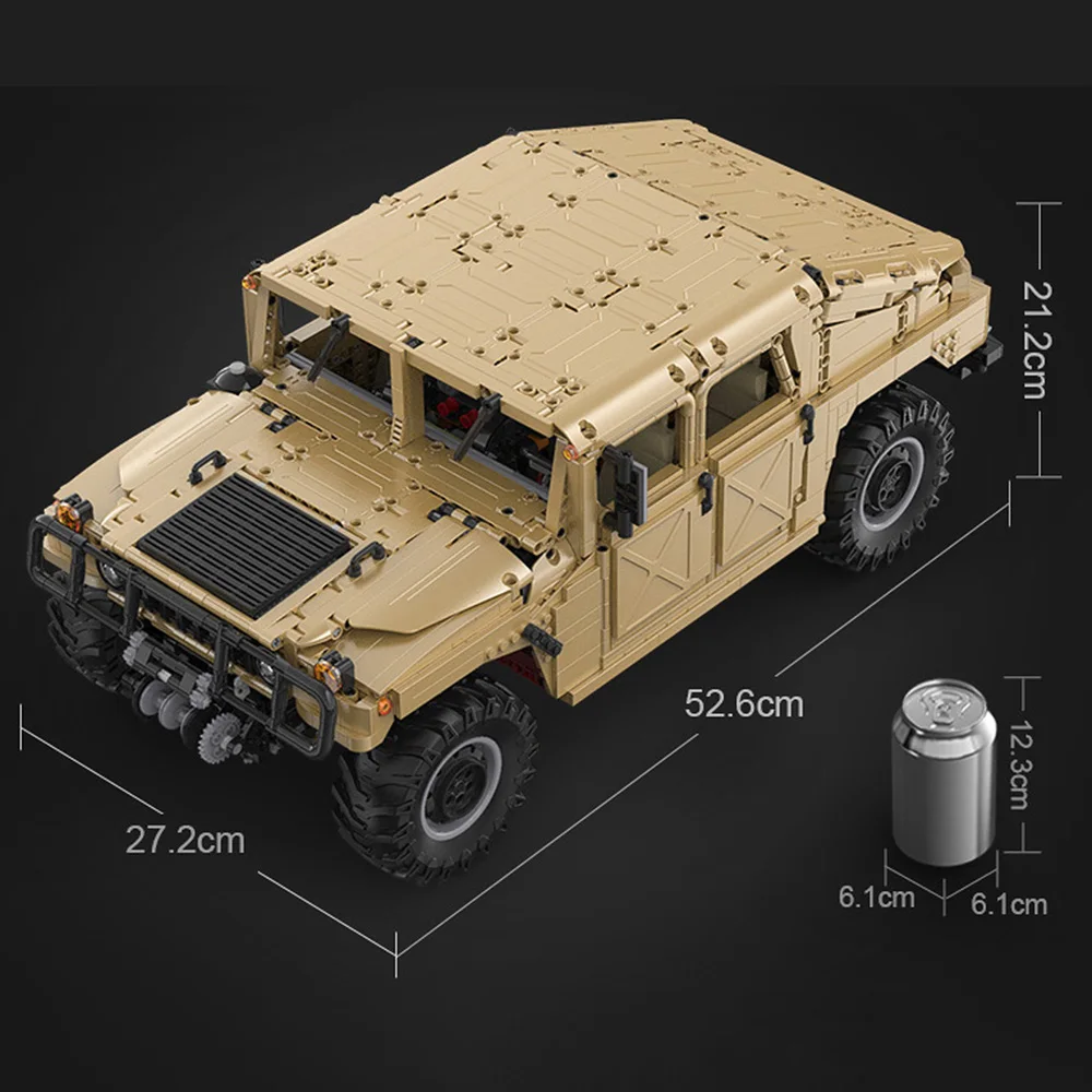 Technical 1:8 Scale Modern Military Vehicle 4x4 Armored Humvee ORV Building Block Construction Model Brick Car Toy For Gifts