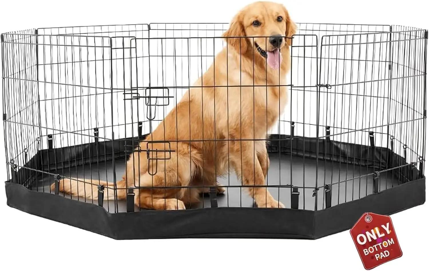 

Dog Playpen Bottom Pad, Fits 24 Inch 8 Panels Regular Octagon Metal Exercise Pet Pen, Elastic Buckles Connections, Black